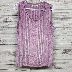 Soft Surroundings Mauve Pink Sleeveless Embroidered Tank